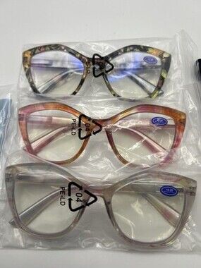 Butterfly Style Anti-blue Light Reading Glasses +225 Set of 3 for Women